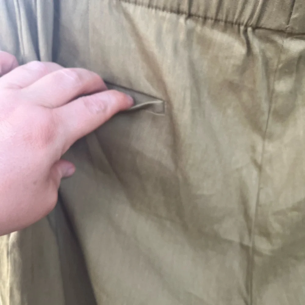 J. JILL LINEN BLEND 4X PLUS OLIVE OIL LOOSE FIT WIDE LEG PANTS